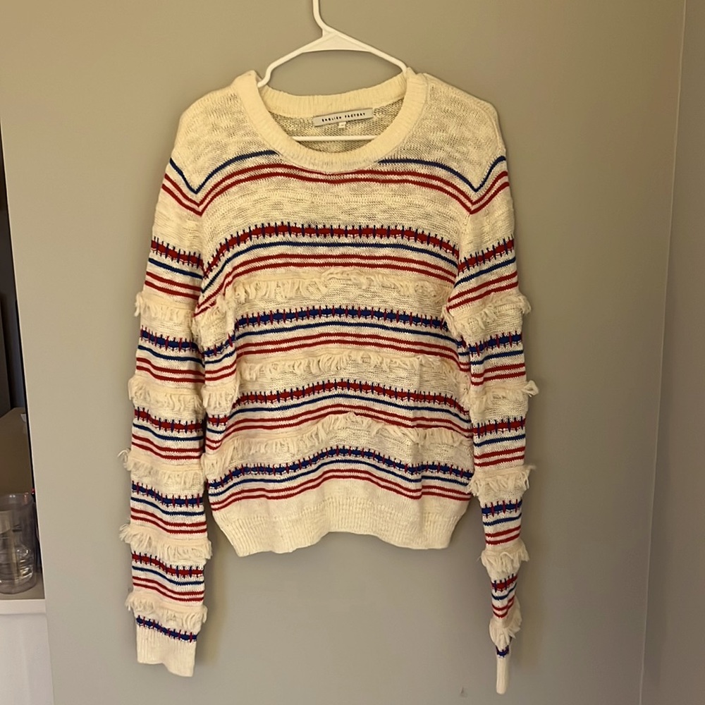 English Factory Fringe Crewneck Emb Sweater